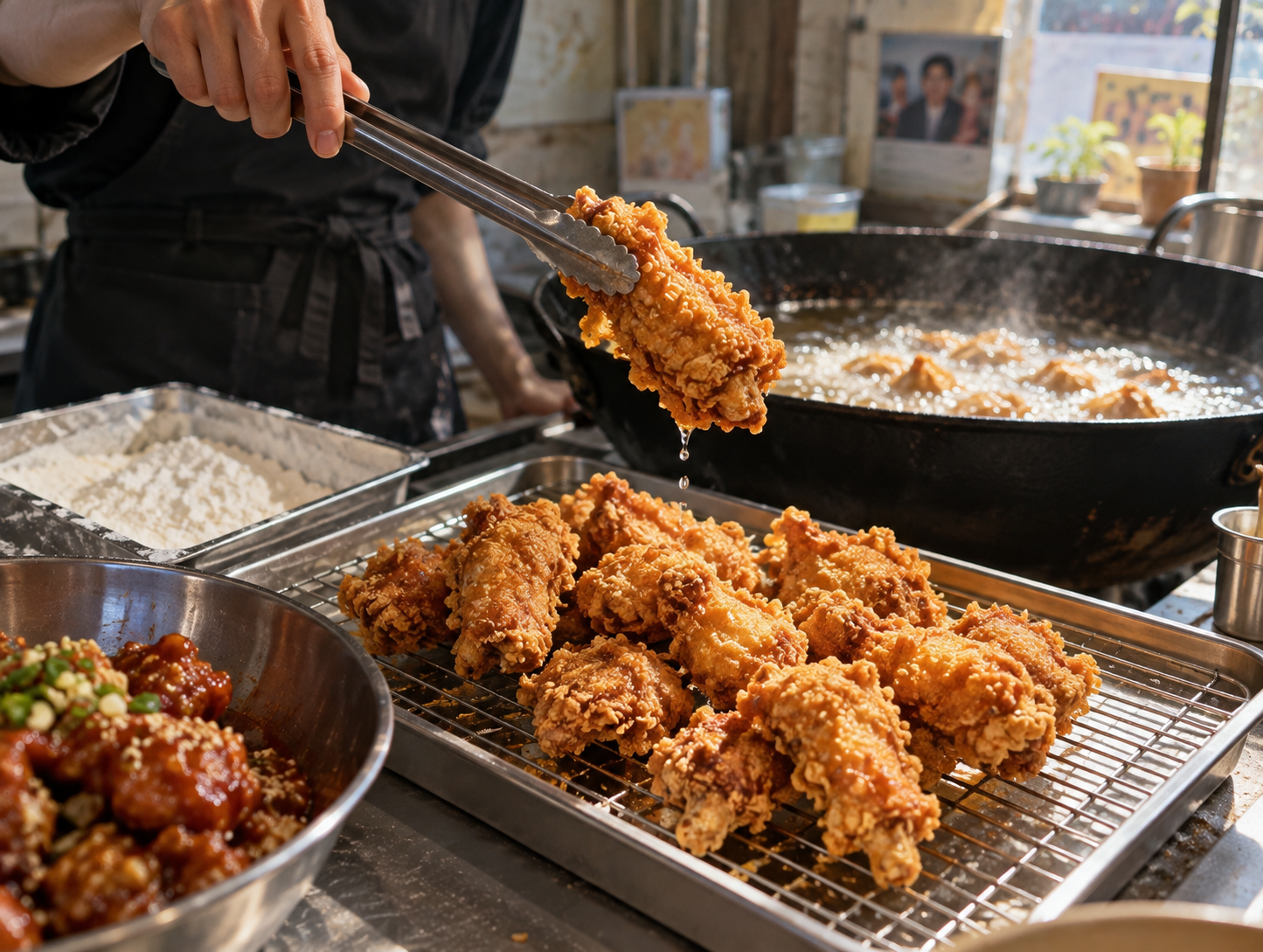 Korean Fried Chicken frituren
