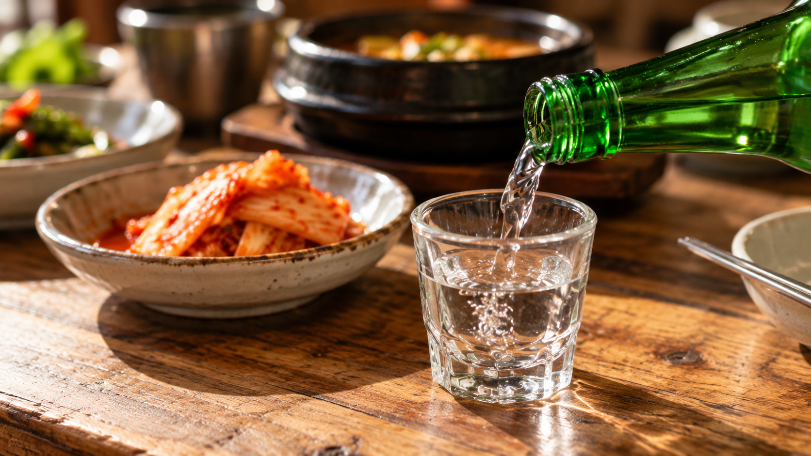 Soju inschenken bij de maaltijd*