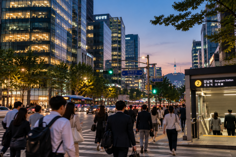 Koreanen op weg naar huis na een werkdag*