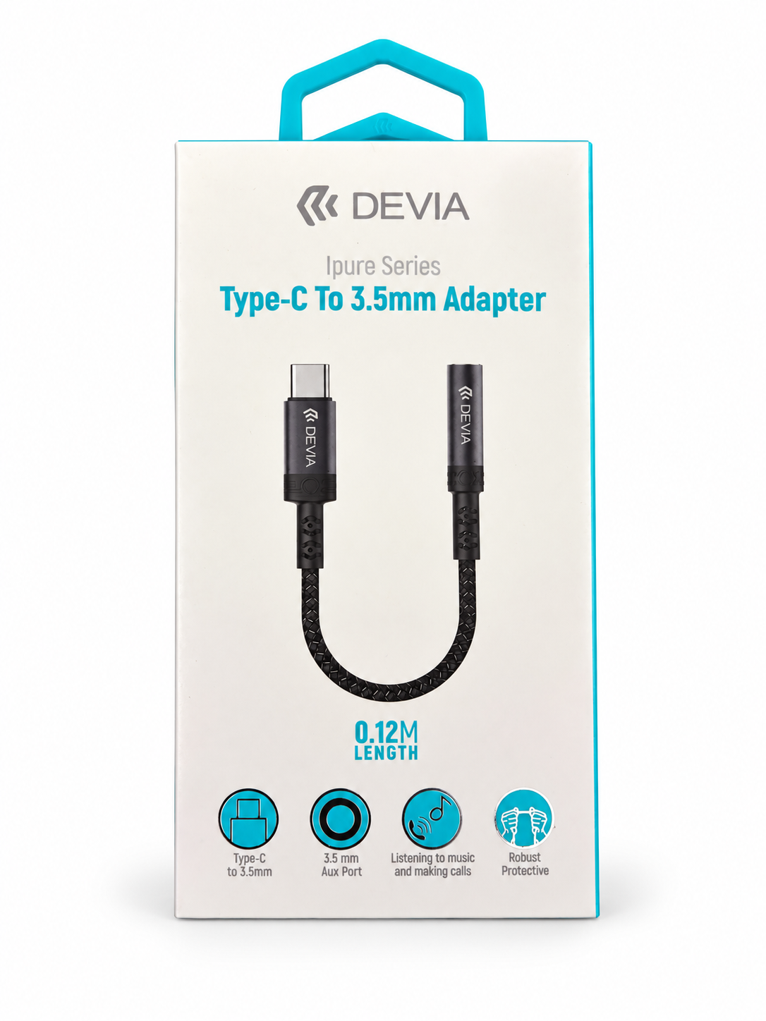 DEVIA iPure – Adaptateur USB-C vers jack 3,5 mm – 12 cm