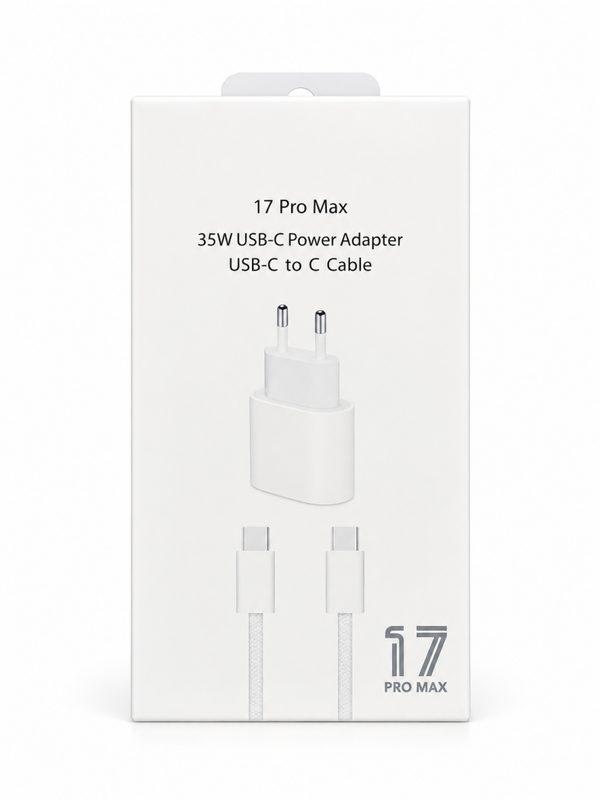 Chargeur secteur USB-C 35 W + câble USB-C vers USB-C – blanc