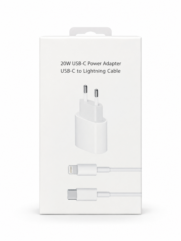 Chargeur secteur USB-C 20 W + câble USB-C vers Lightning – blanc