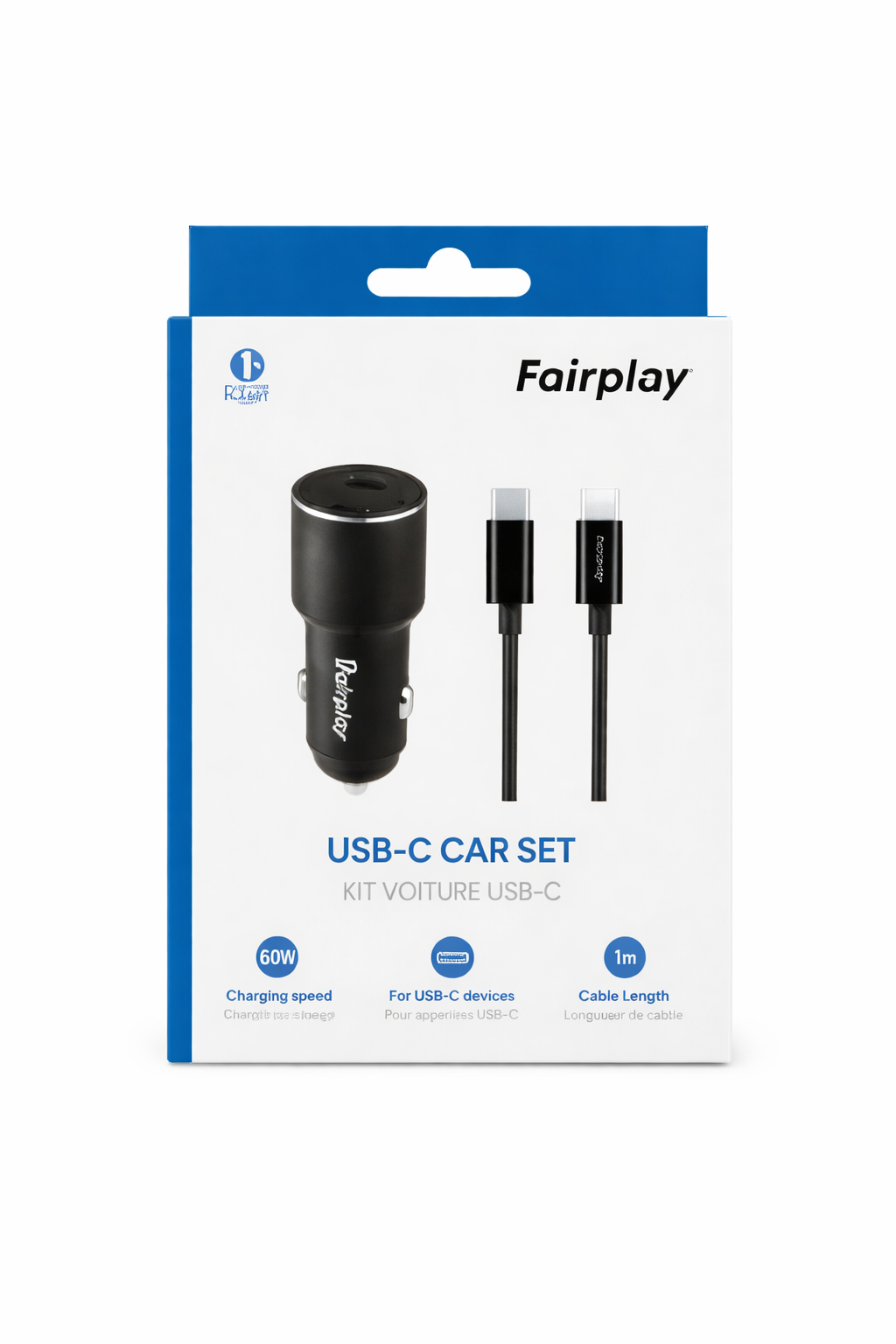 FAIRPLAY Pack Chargeur Voiture (60W) + Câble USB-C