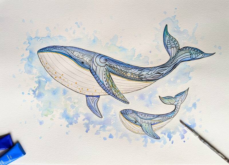 'Follow Me' Watercolour and Ink on A3 watercolour paper: £95