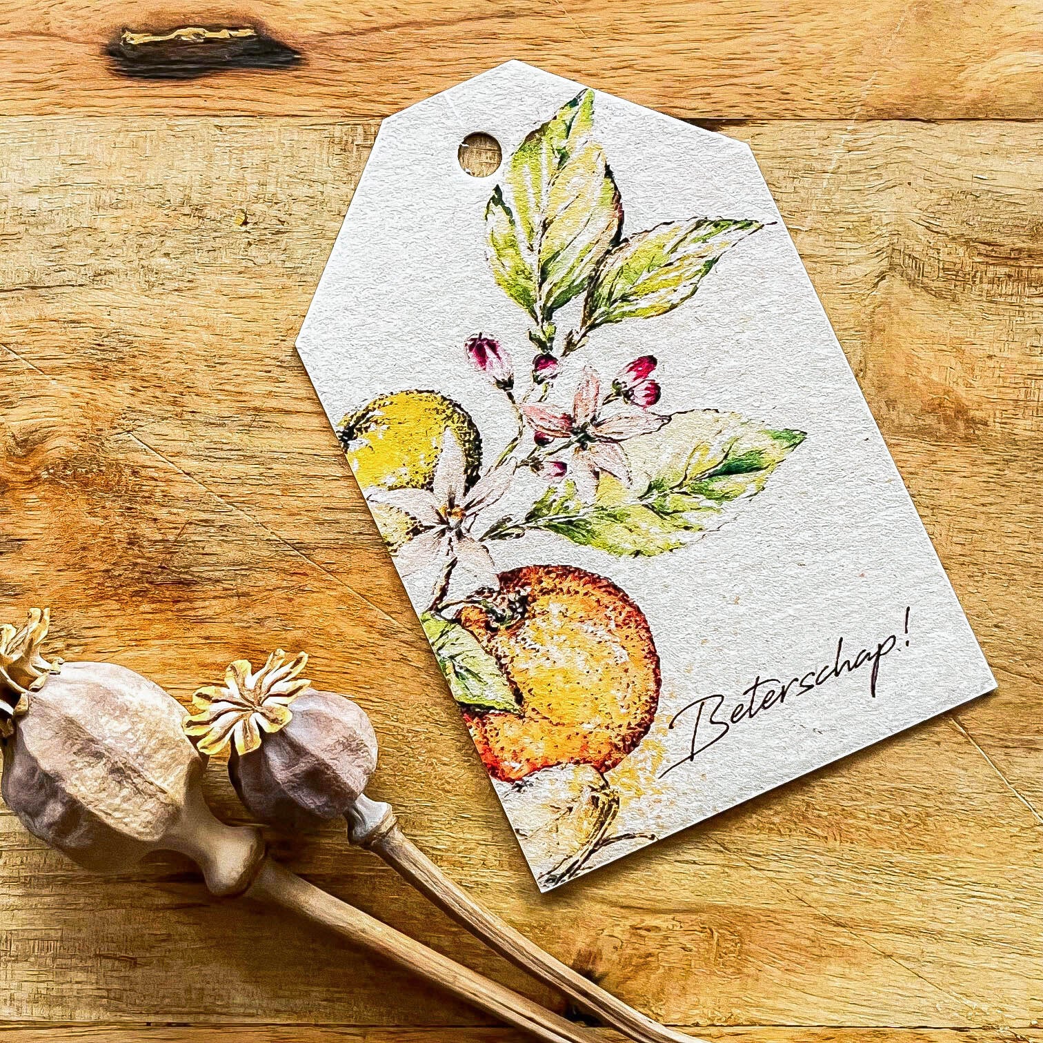 Cadeaulabel - petit grain 'Beterschap!'