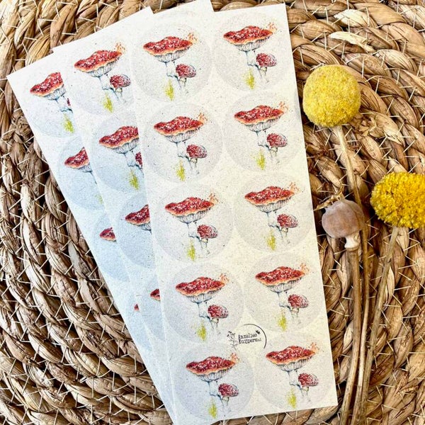 10 sluitstickers ‘vliegenzwam’