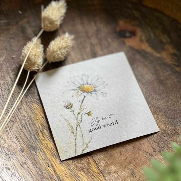 Jij bent goud waard - mini kaartje margriet