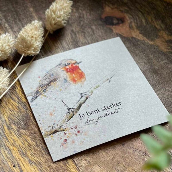 Je bent sterker dan je denkt - mini kaartje roodborstje