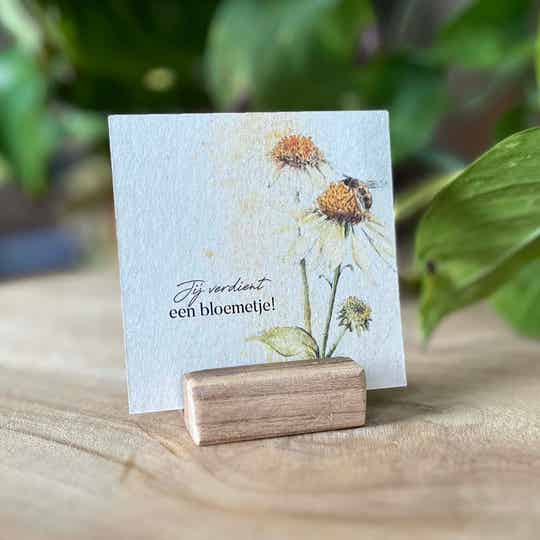 mini kaartje - zonnehoed - 'Jij verdient een bloemetje!'