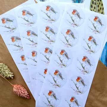 10 sluitstickers ‘roodborstje’