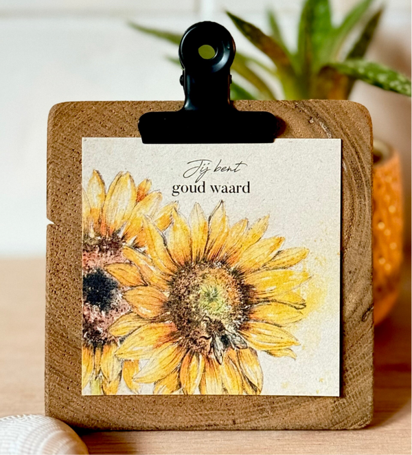 Teakhouten klembordje voor mini kaartjes