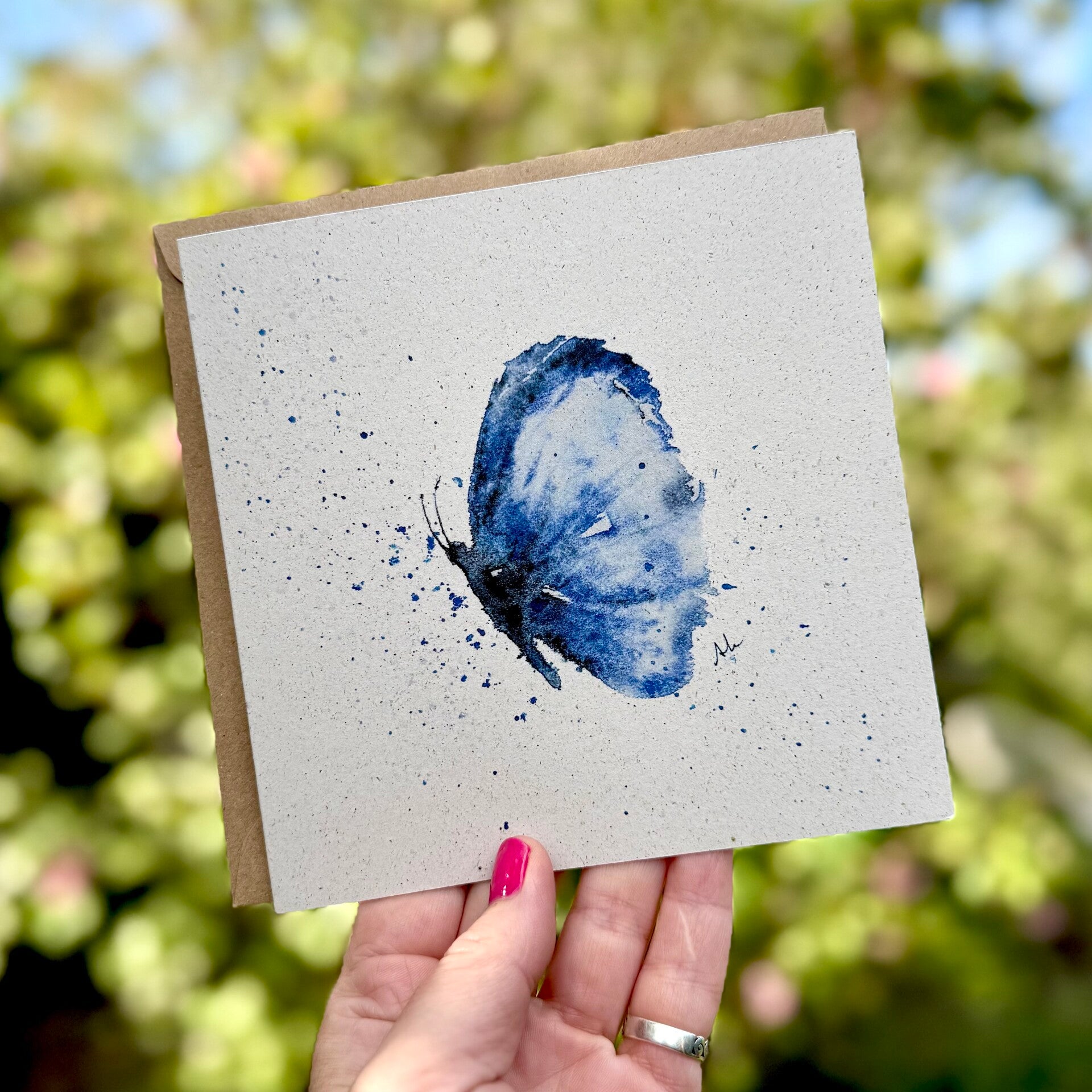 Blauwe vlinder - dubbele kaart