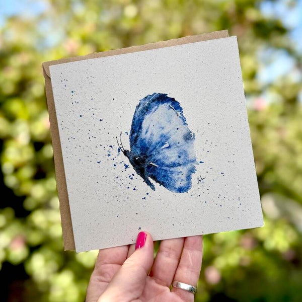 Blauwe vlinder - dubbele kaart
