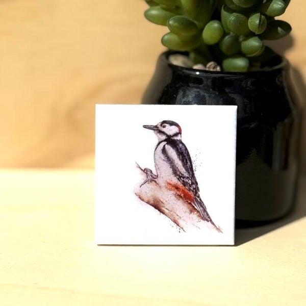 Magnetisch mini tegeltje - Bonte specht