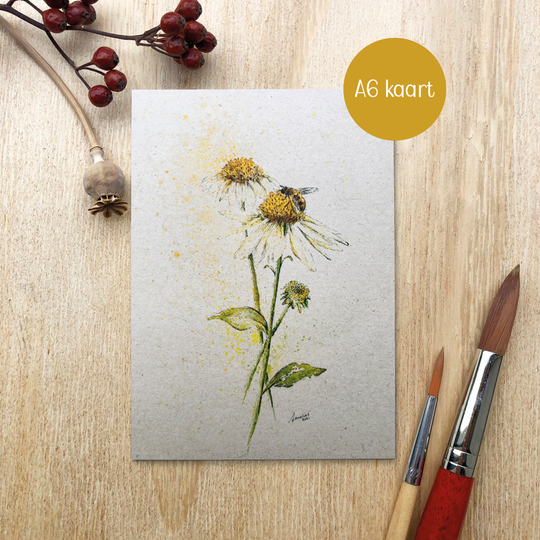 Zonnehoed met bij - A6 ansichtkaart