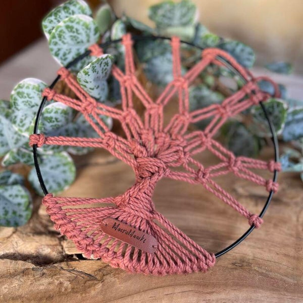 Macramé hanger levensboom - oud roze