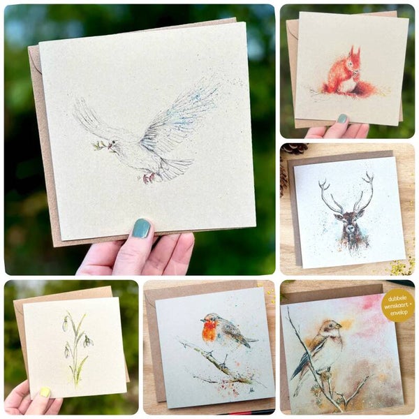 Kerstkaartenset 12 kaarten - blanco