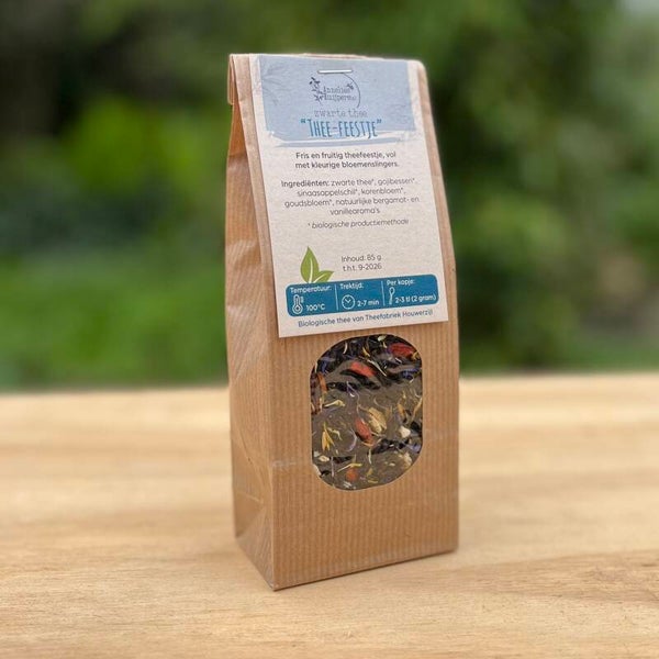 Biologische zwarte thee ‘Thee-feestje’ 85 gram