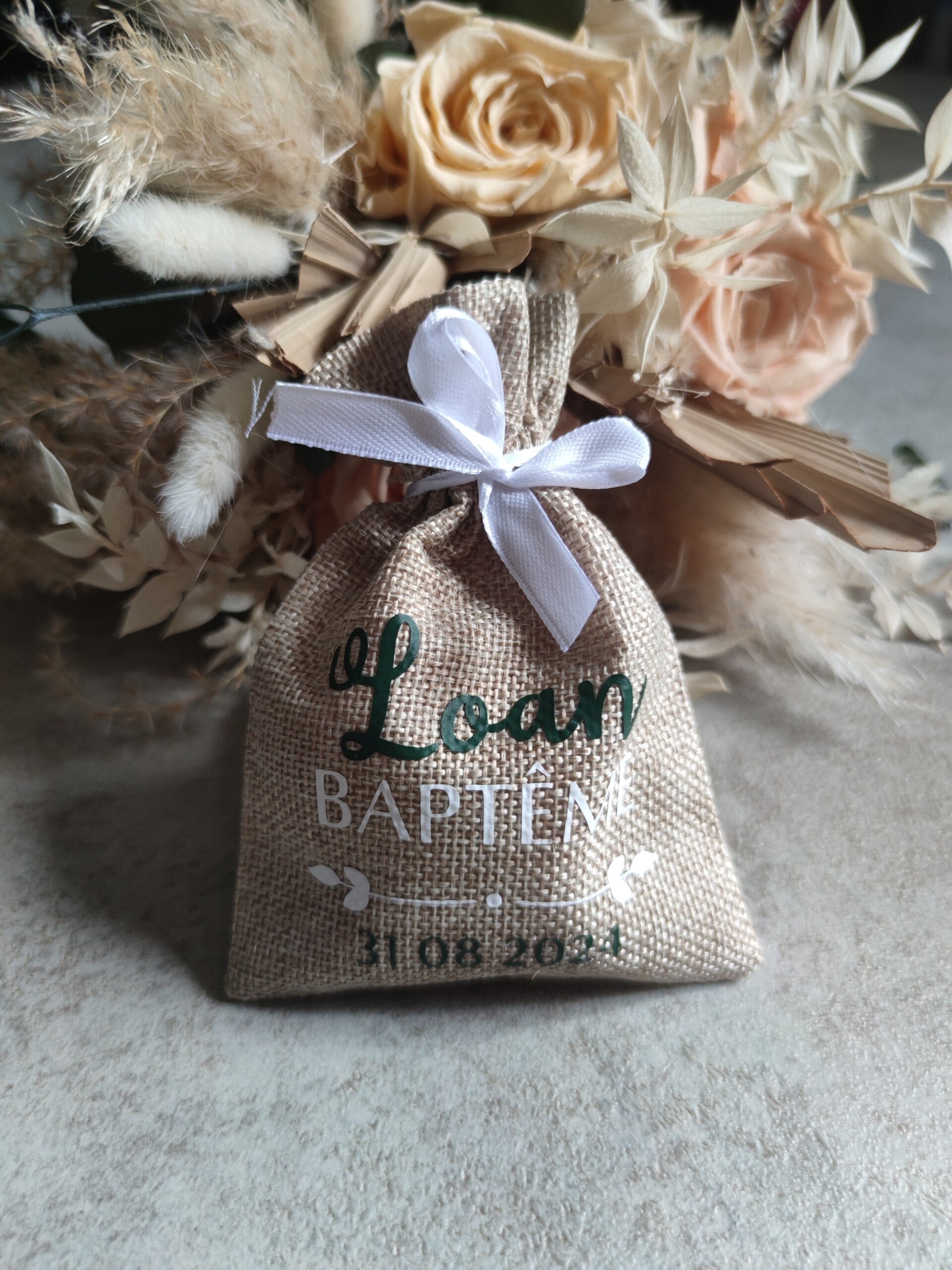 Pochon jute - baptême