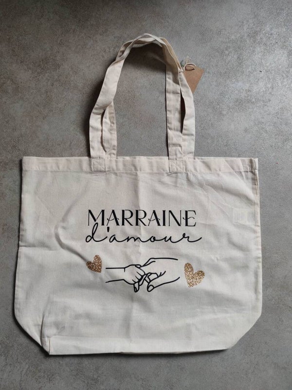 Sac cabas coton beige - Marraine