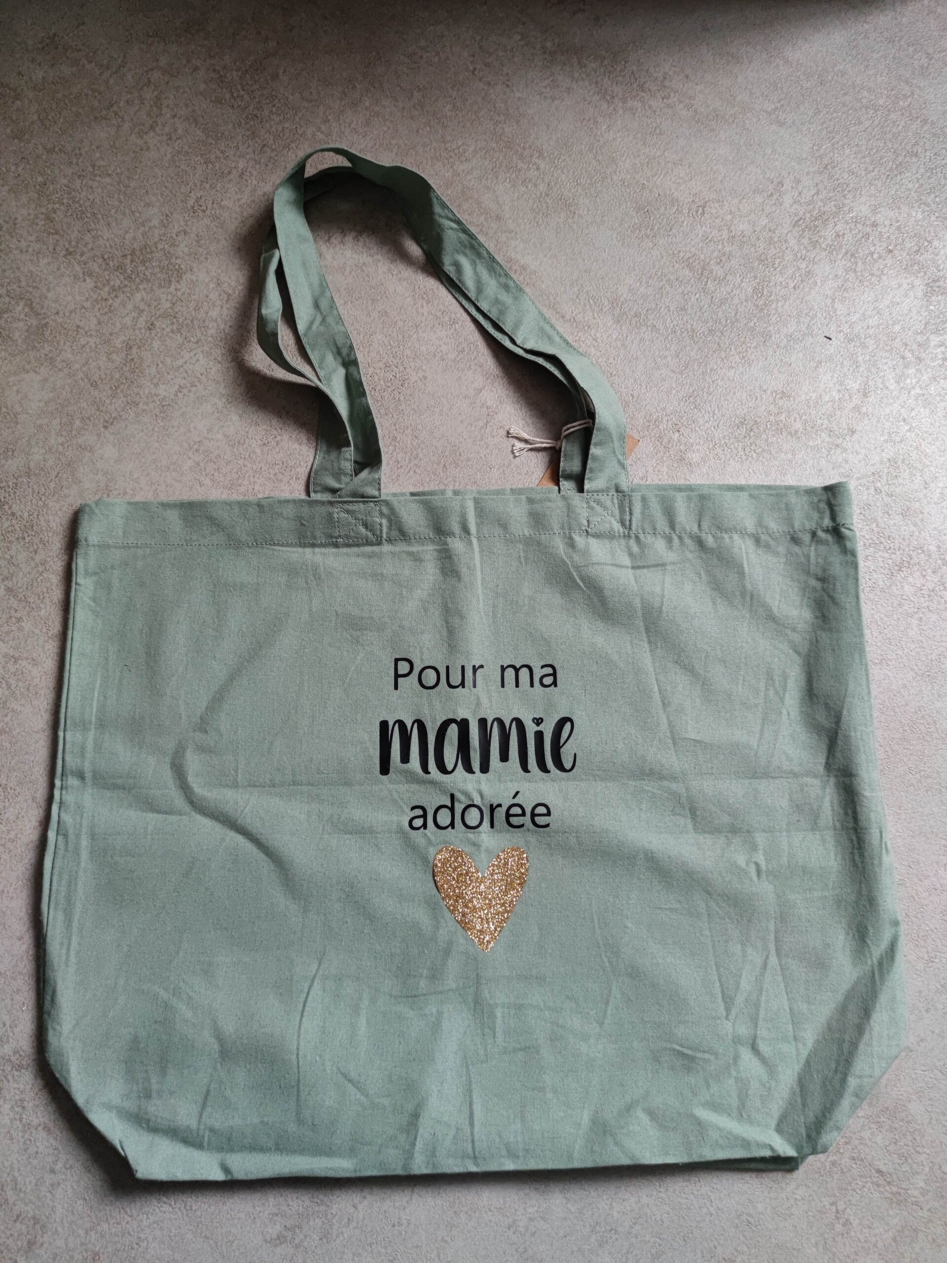 Sac cabas coton vert sauge - Mamie