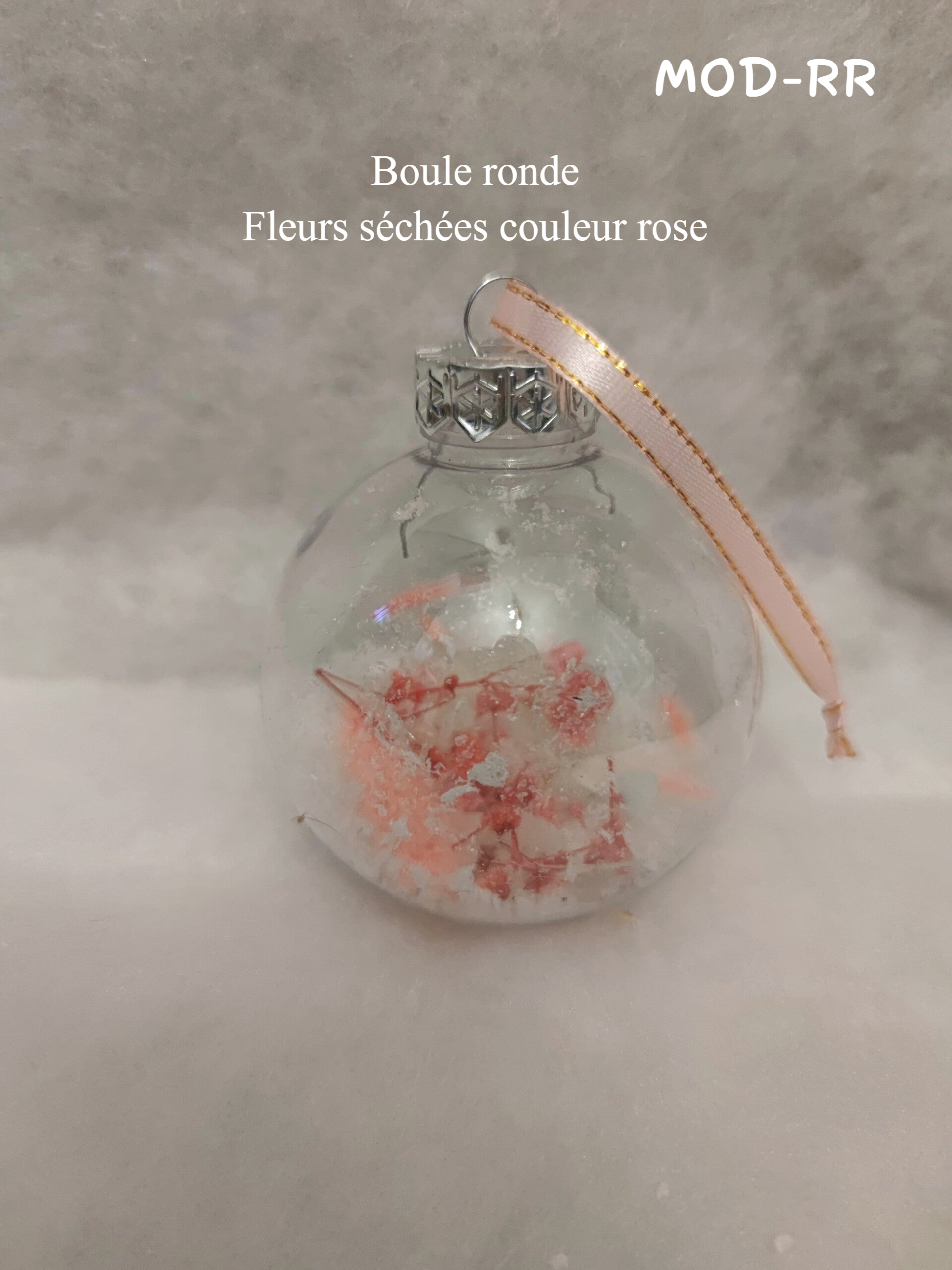 Boule de Noël fleurs séchées boule ronde rose