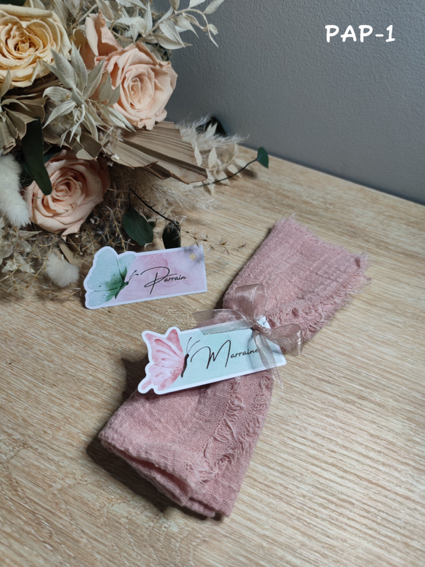 Etiquettes marque-place Baptême rectangulaire découpe spécifique - Tous les thèmes