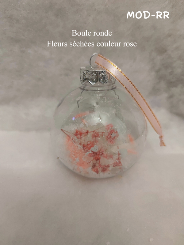 Boule de Noël fleurs séchées boule ronde rose