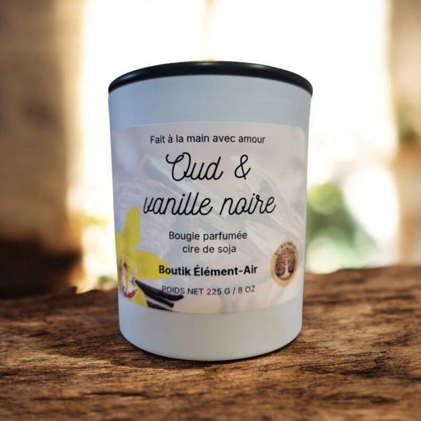 Bougie bois d'oud et vanille noire