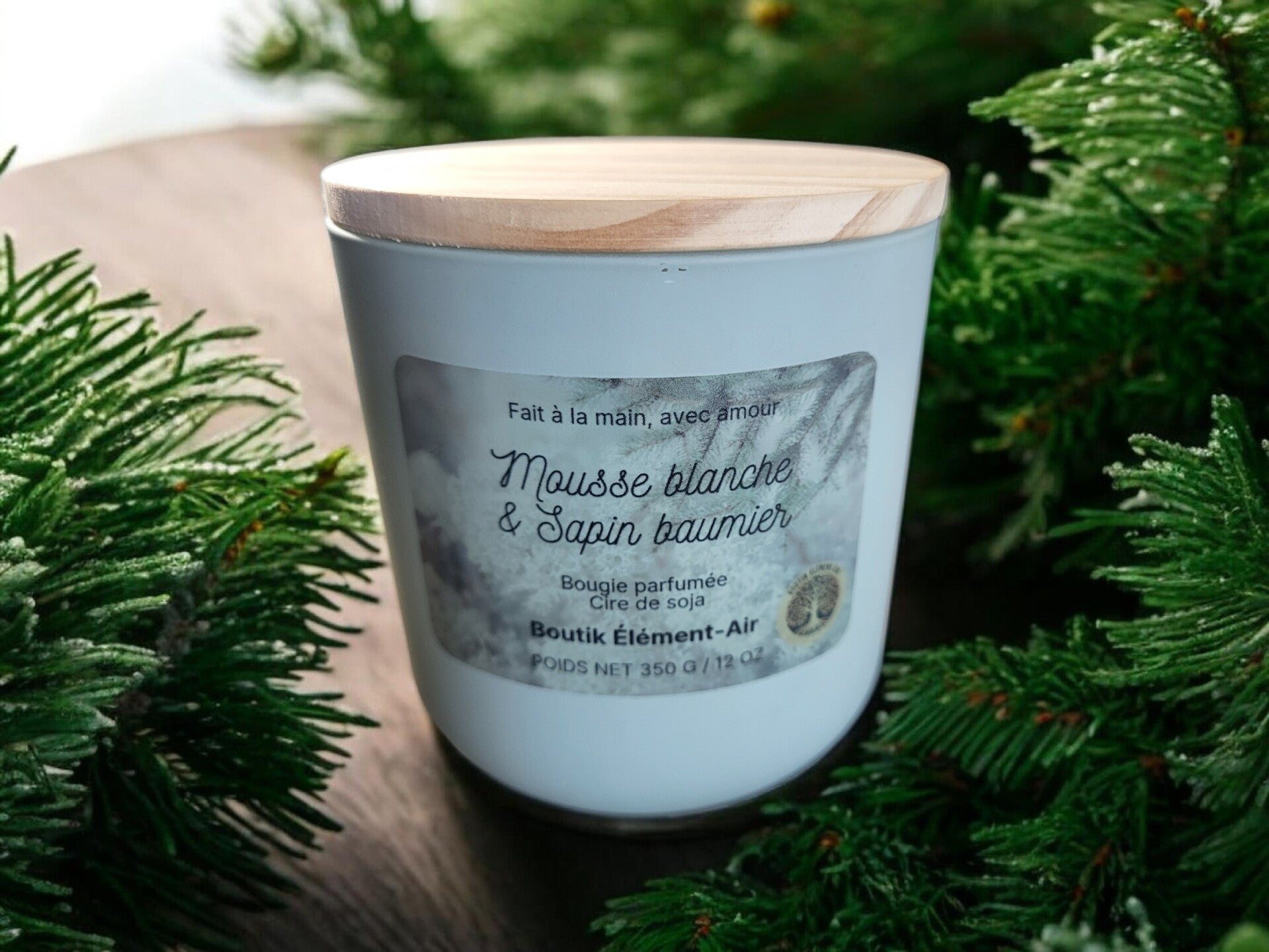 Mousse blanche et sapin baumier
