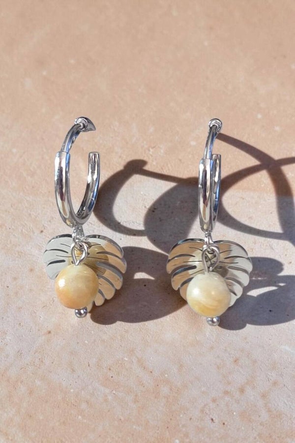 Boucles d'oreilles - anneau et feuille