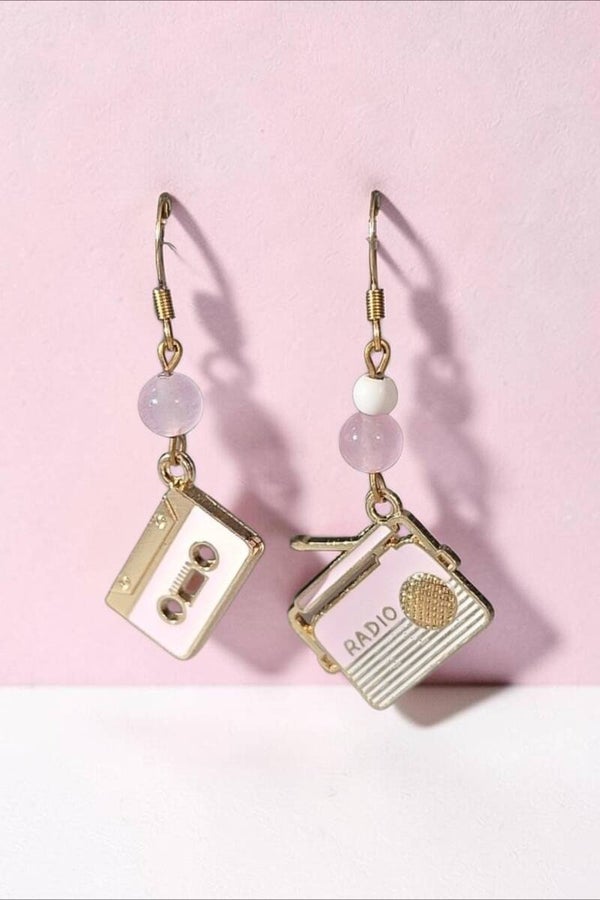 Boucles d'oreilles - vintage cassette rose