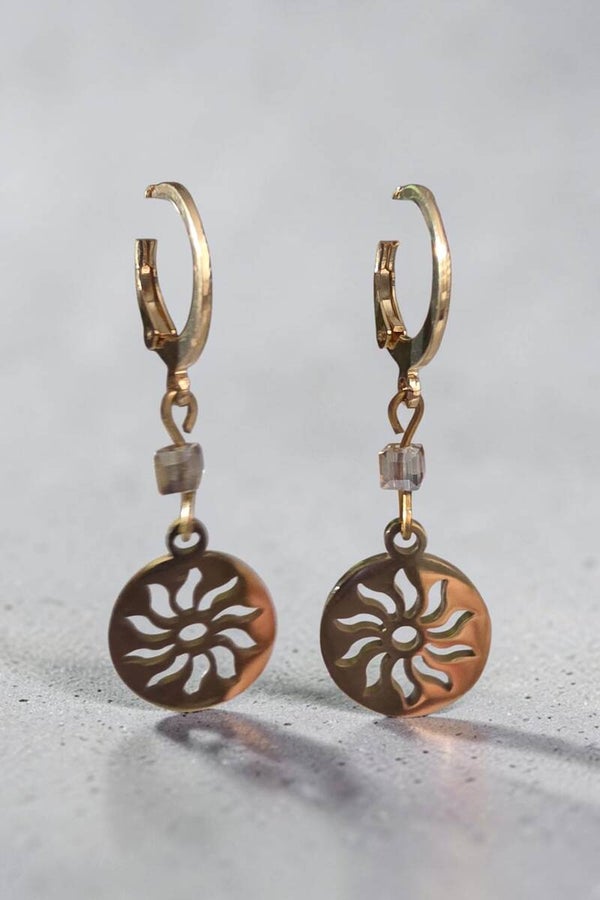 Boucles d'oreilles - anneau et fleur
