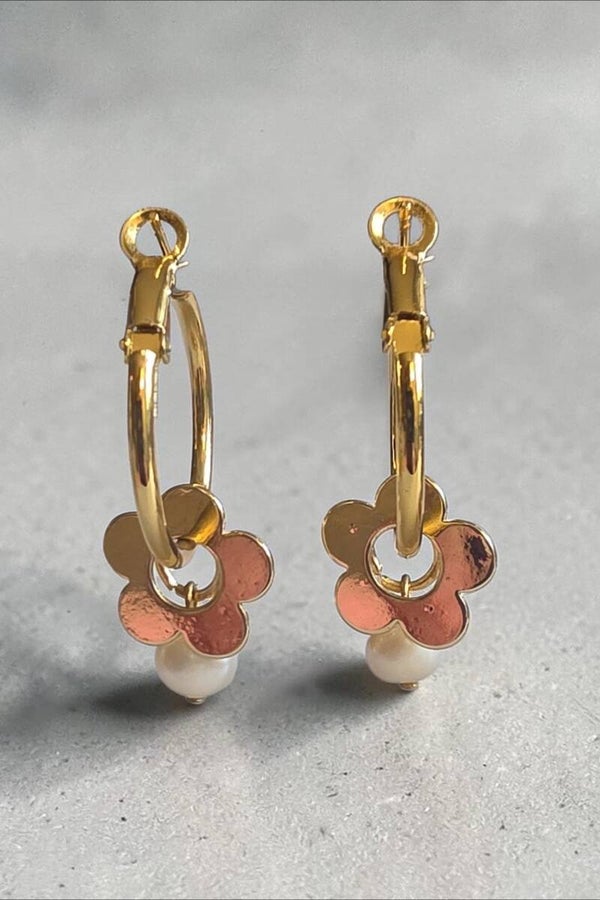 Boucles d'oreilles - anneau et fleur