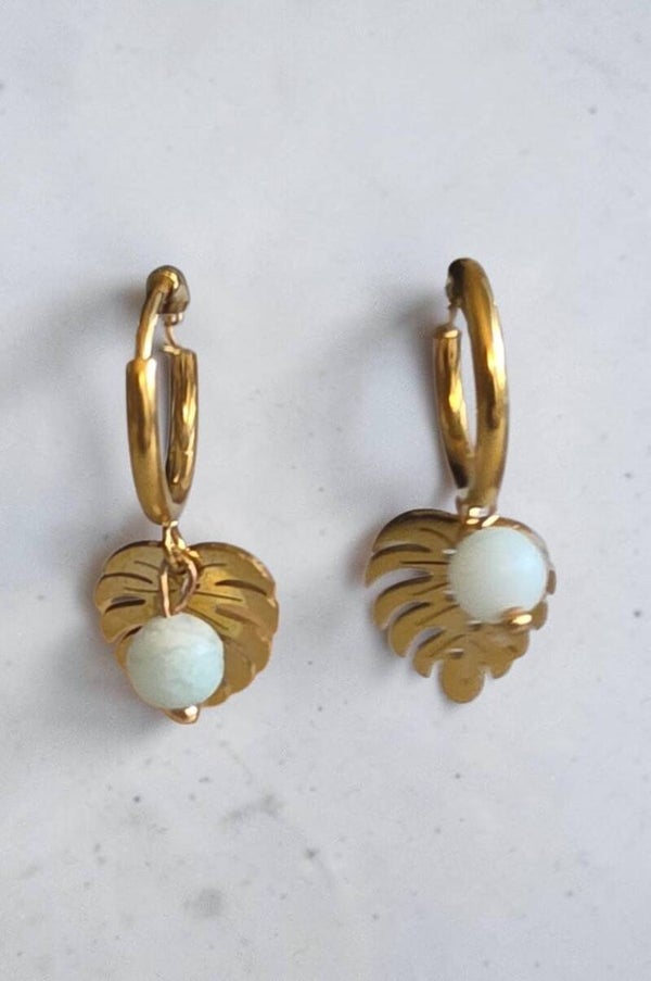 Boucles d'oreilles - feuille tropicale