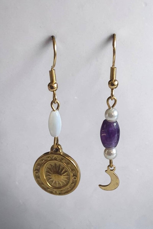 Boucles d'oreilles - lune & fleur