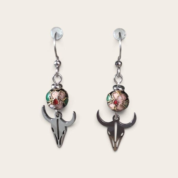 Boucles d'oreilles - tête de boeuf