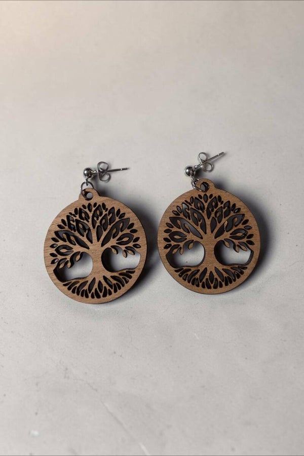 Boucles d'oreilles en bois argent