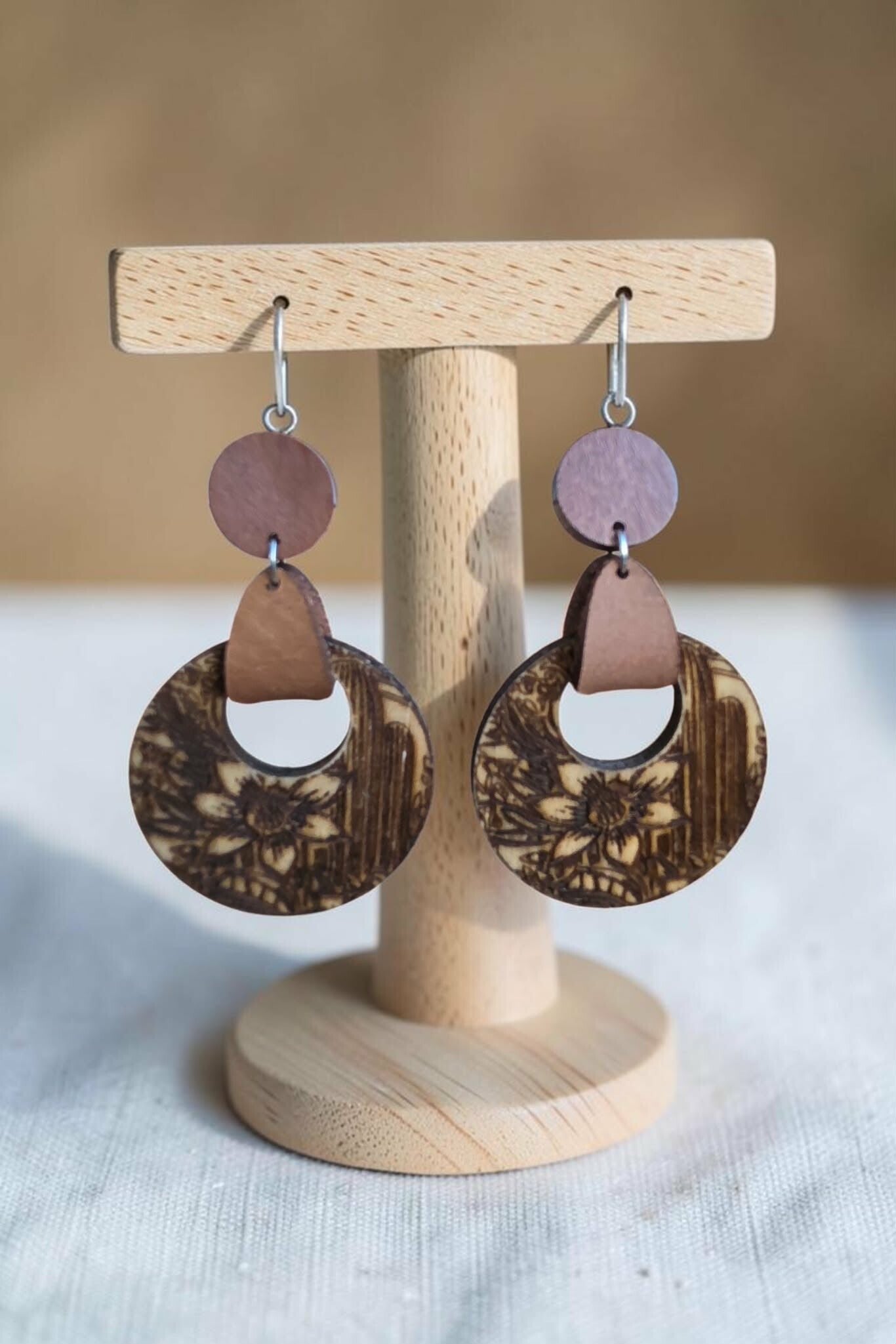 Boucles d'oreilles en bois