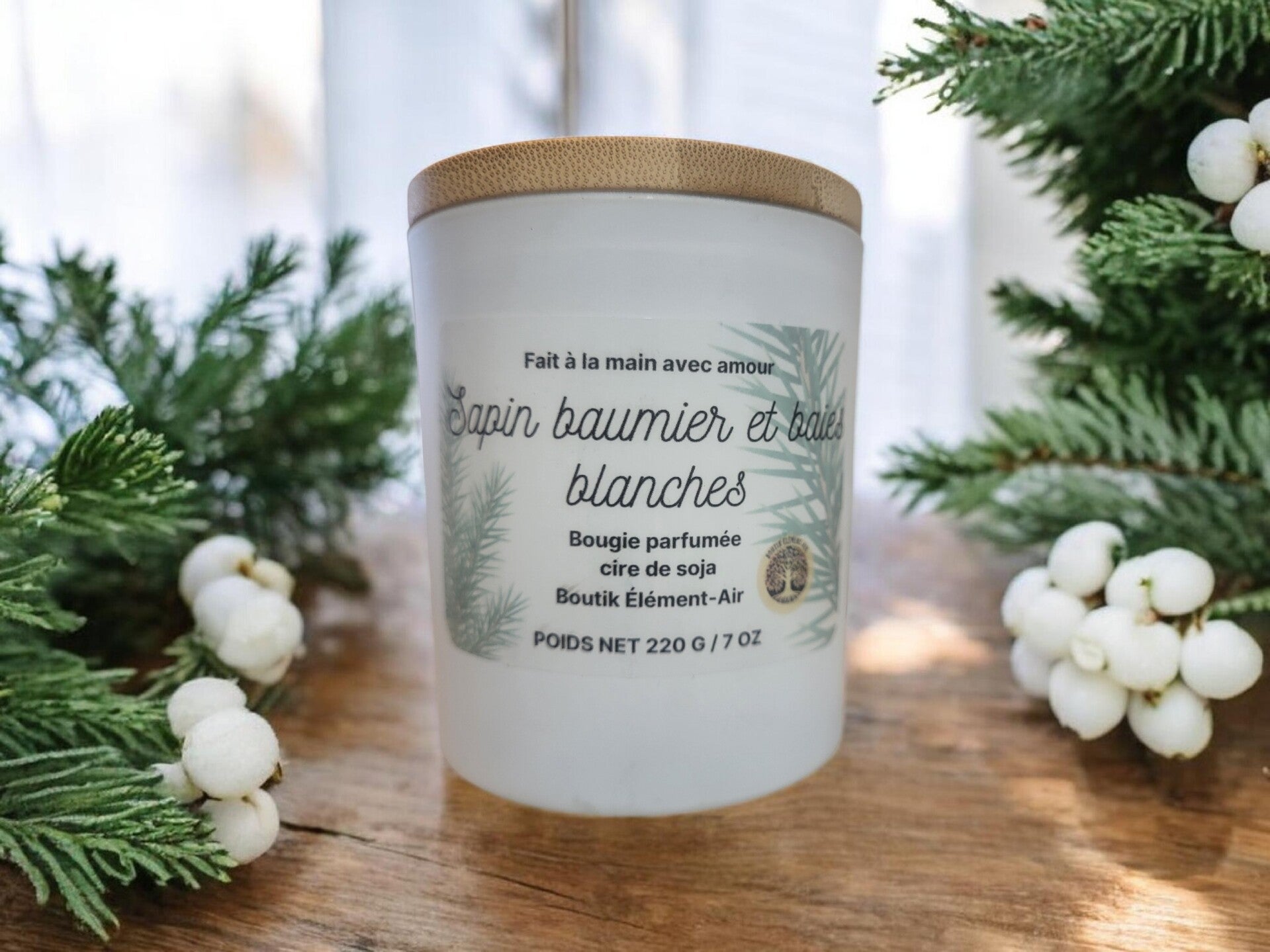 Sapin baumier et baies blanches