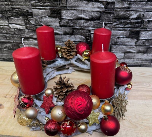 Adventskranz Rot / Gold, ca. 40 cm