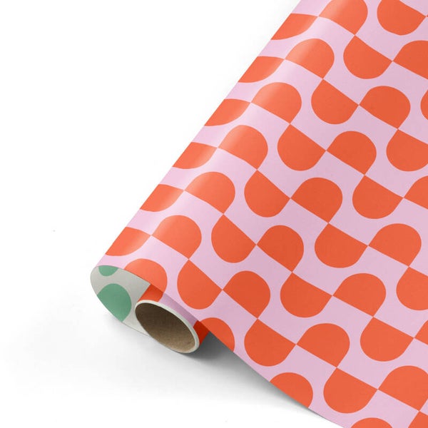 Inpakpapier Waves roze/rood/mint/wit