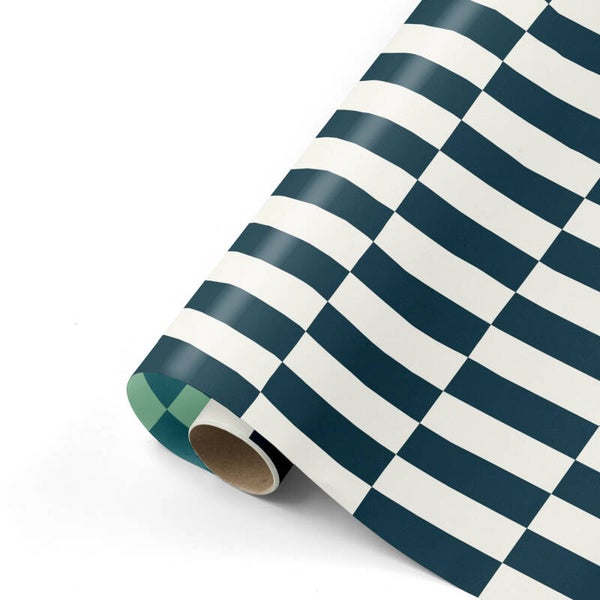 Inpakpapier Strepen blauw/ groen