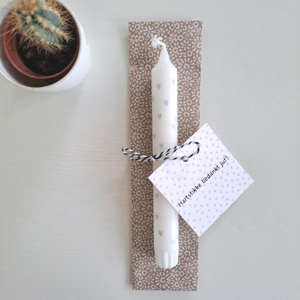 Kaars met hartjes juf