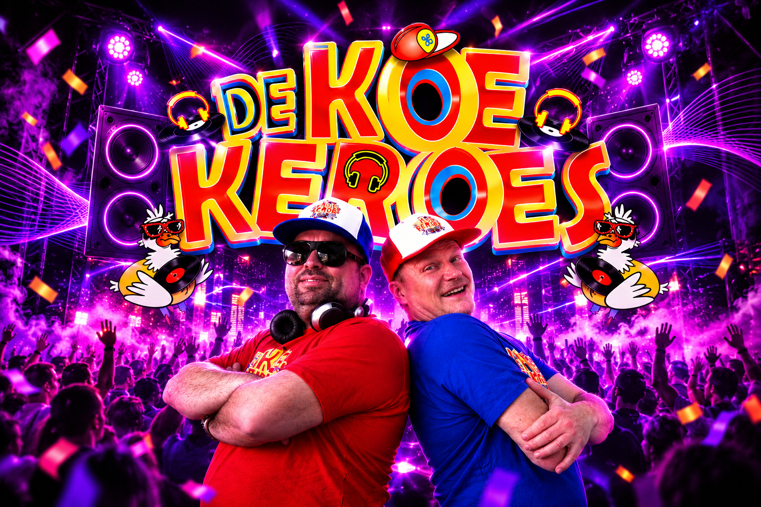 Alex DJ en Maurice (DJ Parla) vormen samen het feestduo De Koekeroes voor gezellige feesten en evenementen vol muziek en entertainment.