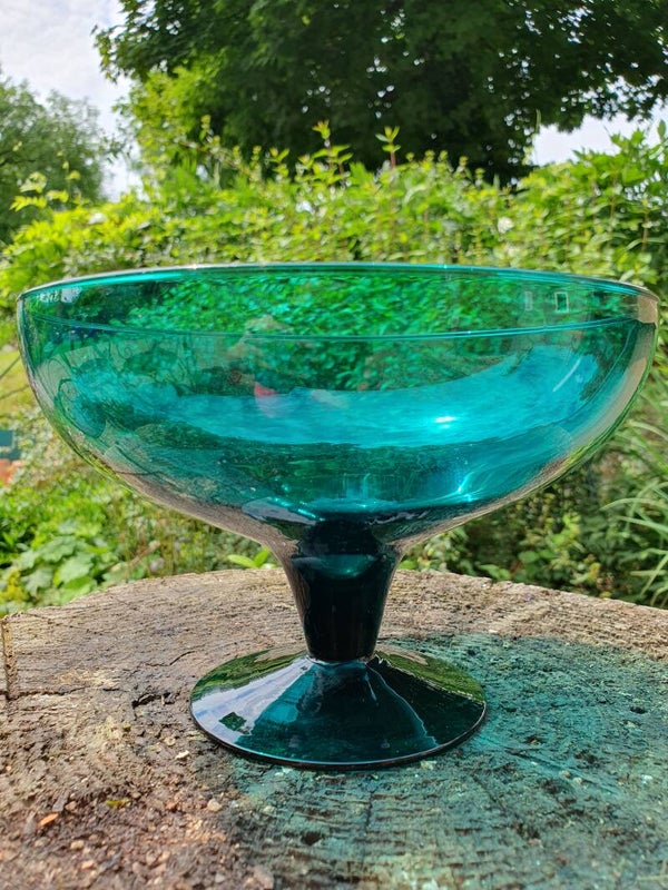 Glasschaal pauwgroen