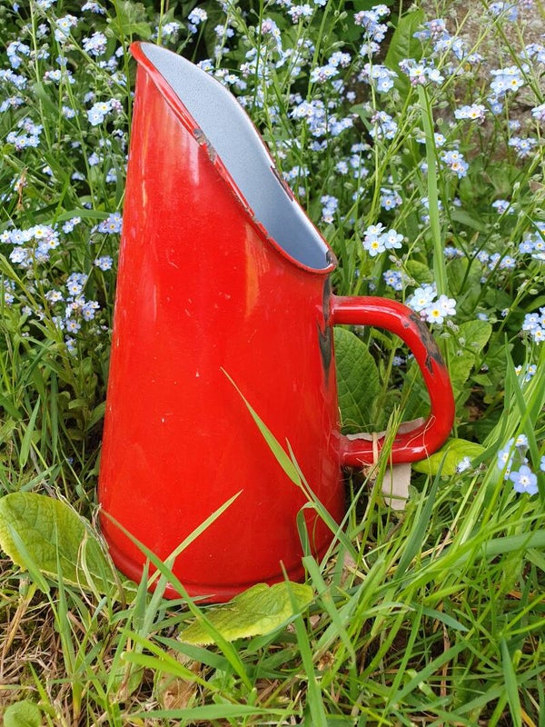 Brocante kan rood emaille
