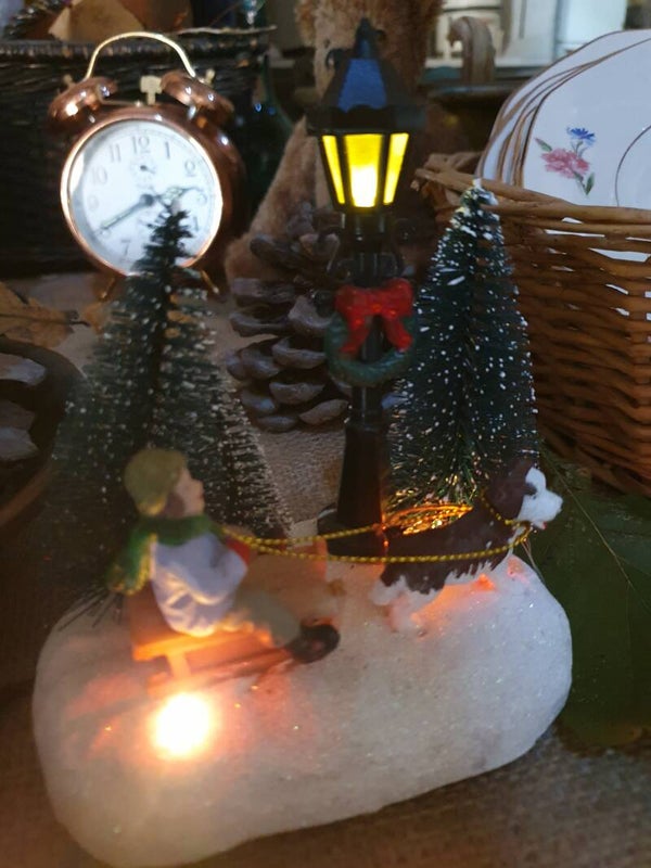 Kerst tafereel met verlichting