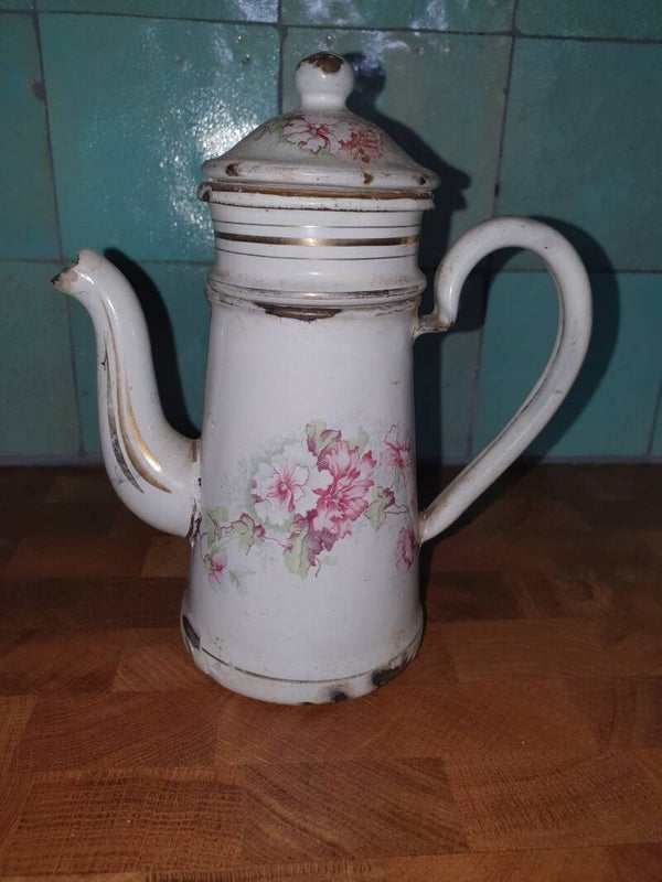 Koffiepot emaille 'Clematis'