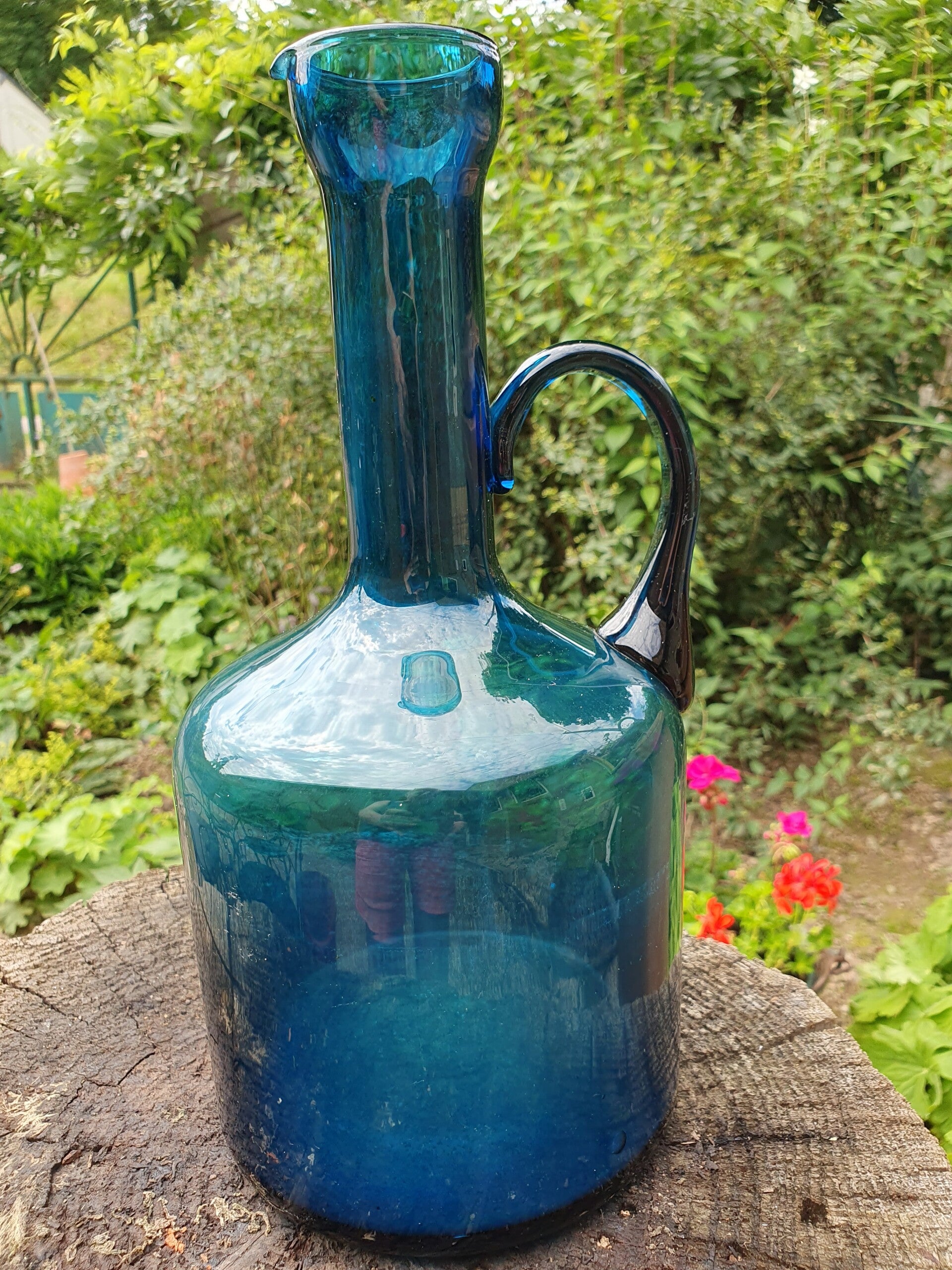 Schenkkan pauwgroen glas